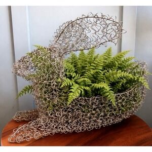Vintage‎ Wire Rabbit Planter Basket Garden Decor 21" Metal Bunny Centerpiece